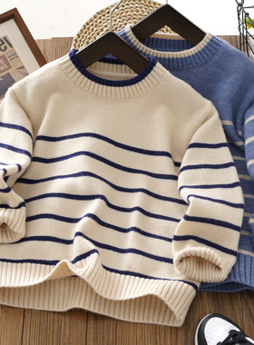 男童毛衣套头秋冬新款儿童毛衫中大童针织衫毛线男孩圆领打底线衣