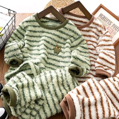 儿童双面绒家居服套装加厚保暖