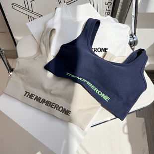 下摆字母无缝运动文胸健身背心一体定型聚拢杯垫瑜伽内衣均码美背