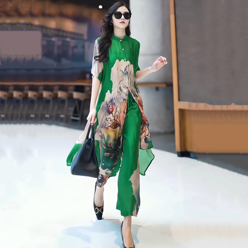 大码开衫显瘦套装宽松遮肉两件套