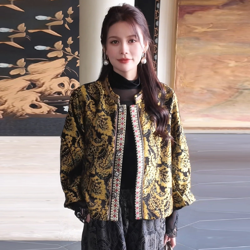 高品质！雪尼尔人丝提花短外套女