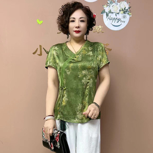 显瘦上衣阔腿裤 新中式 桑蚕丝两件套中老年妈妈装 高贵时尚 真丝套装