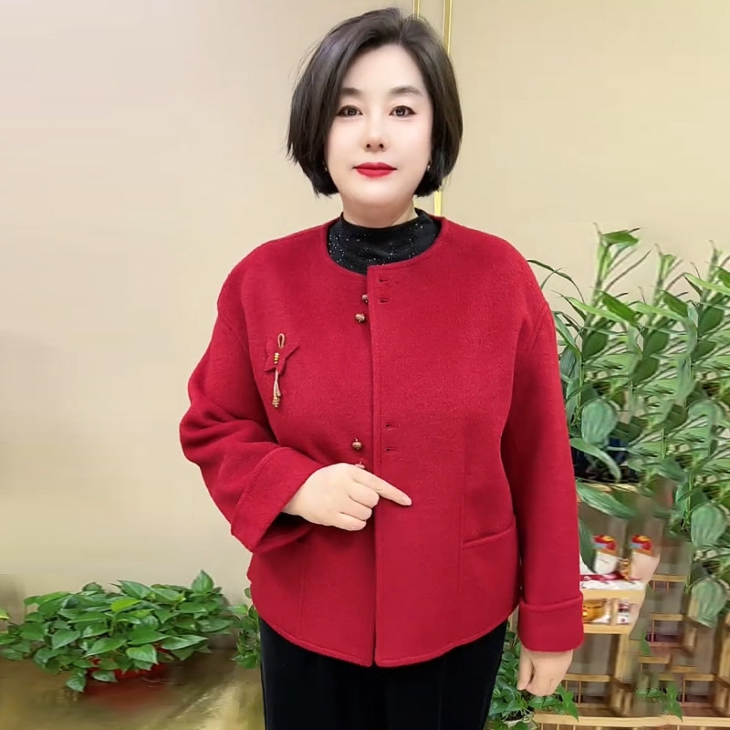 2026秋冬新中式短款双面呢羊绒大衣女小个子复古国风蝴蝶减龄外套