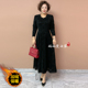 冬季 加绒保暖雪尼尔植绒烧花连衣裙中老年妈妈气质高端大码 打底裙