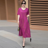 新款 重磅真丝大码 连衣裙2025夏季 加肥加大200斤宽松显瘦妈妈长裙