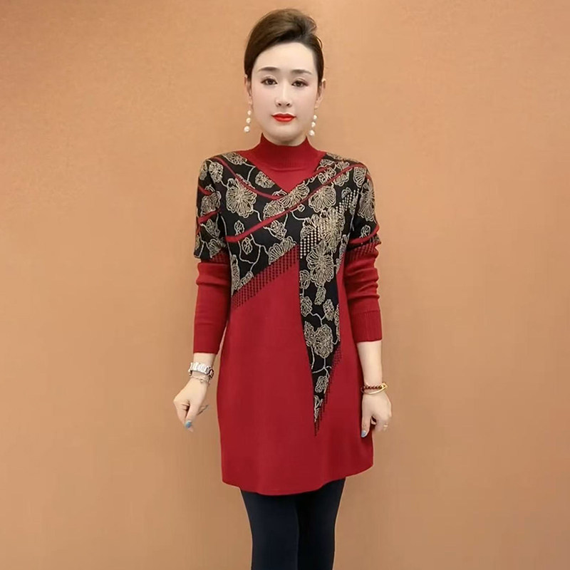 小个子妈妈宽松针织中长款打底裙