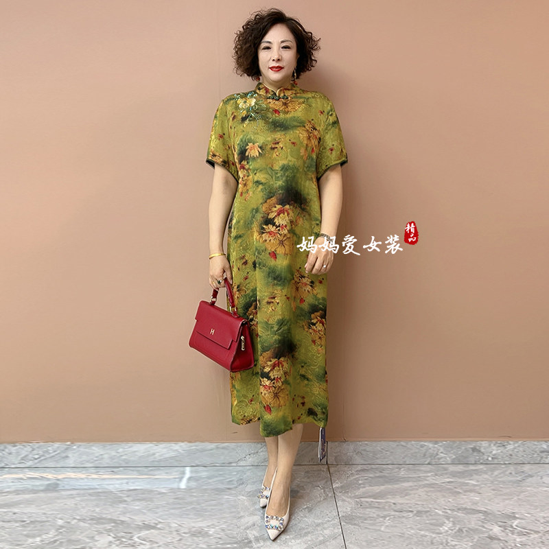 典云间真丝改良旗袍妈妈连衣裙