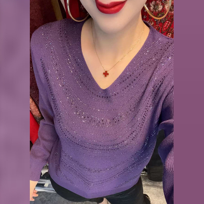 高品质针织烫钻衫时尚打底毛衣女