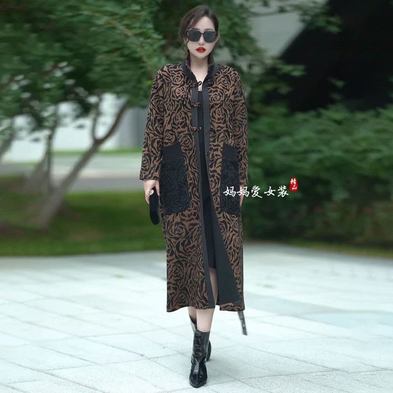 高品质！复古大码提花风衣外套女