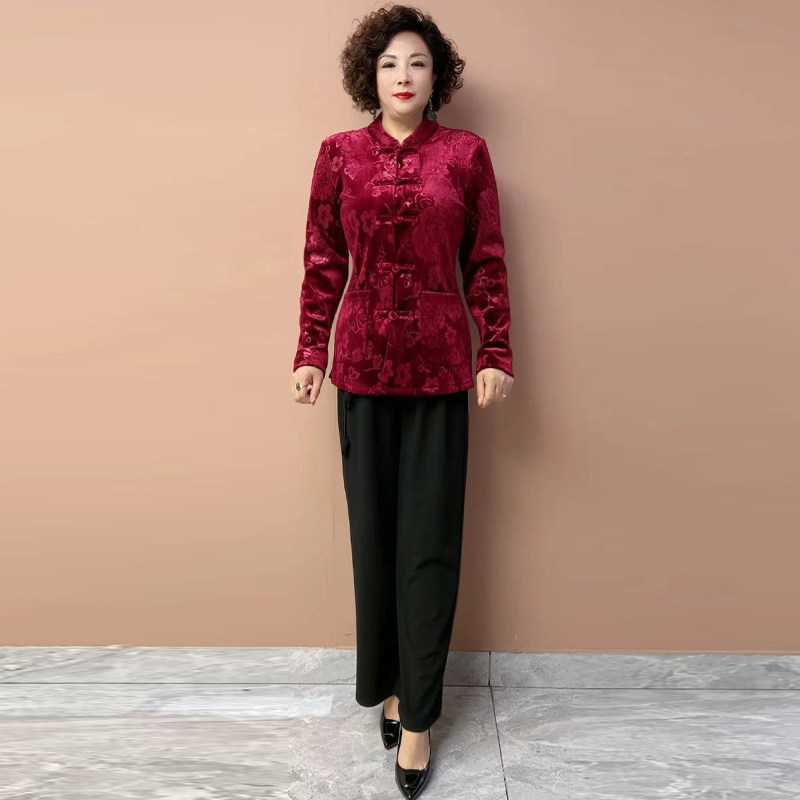 2025冬季加绒保暖上衣中老年妈妈宽松遮肉大码开衫丝绒加厚外套女,女装/女士精品,衬衫,淘宝优惠券,粉丝福利购,淘宝优惠卷