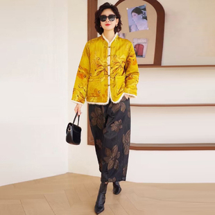 两件套 国风时尚 重缎人丝香云纱羽绒棉保暖外套2025秋冬新款 新中式