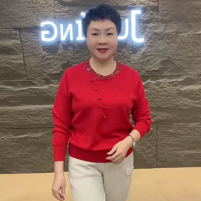 高品质！中年妈妈镶钻打底针织衫
