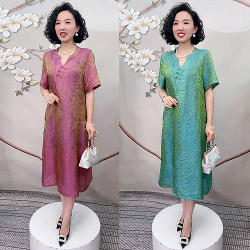 高品质！珠光变色新中式连衣裙