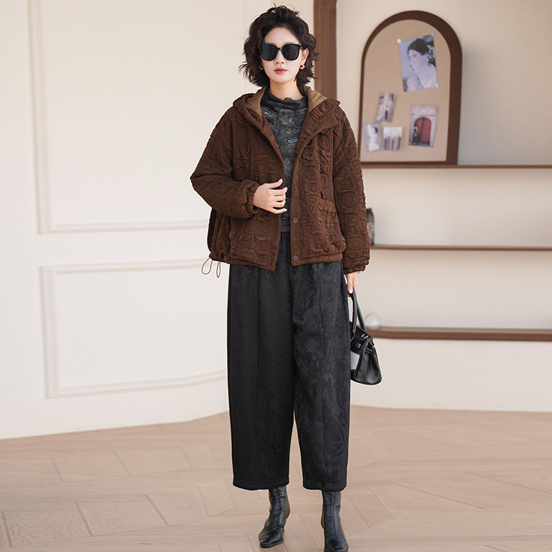 高品质！复古大码宽松大码棉服女