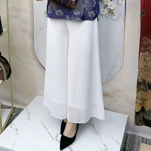 时尚百搭阔腿裤九分裤白色裤子