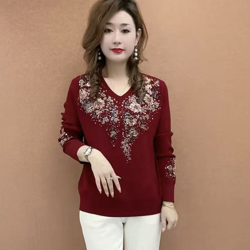 高品质!重工刺绣钉珠焦麻打底衫