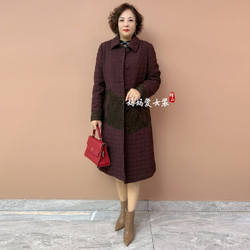 高品质!设计感翻领薄款中长棉服