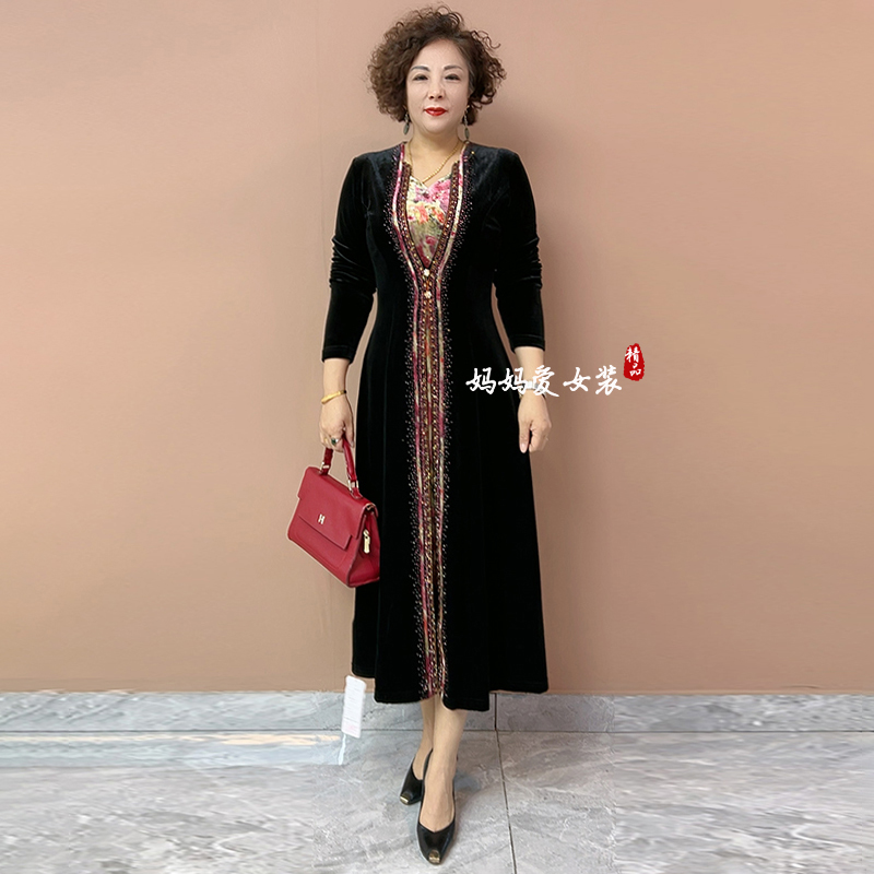 高品质！气质妈妈收腰减龄连衣裙