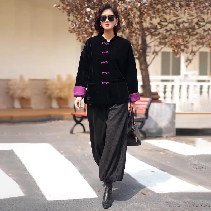 高品质！新中式丝绒保暖棉服外套