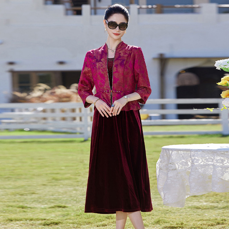 典云间婚宴礼服妈妈假两件旗袍裙