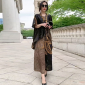 2025夏季 200斤桑蚕丝三件套 宽松遮肉显瘦大码 时尚 中国风真丝套装