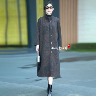 高品质提花中长款 60岁显瘦外套 新款 高档贵夫人风衣2025年秋季