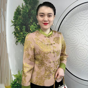 新中式国风重工提花春秋季外套中老年妈妈装气质减龄高级感上衣女