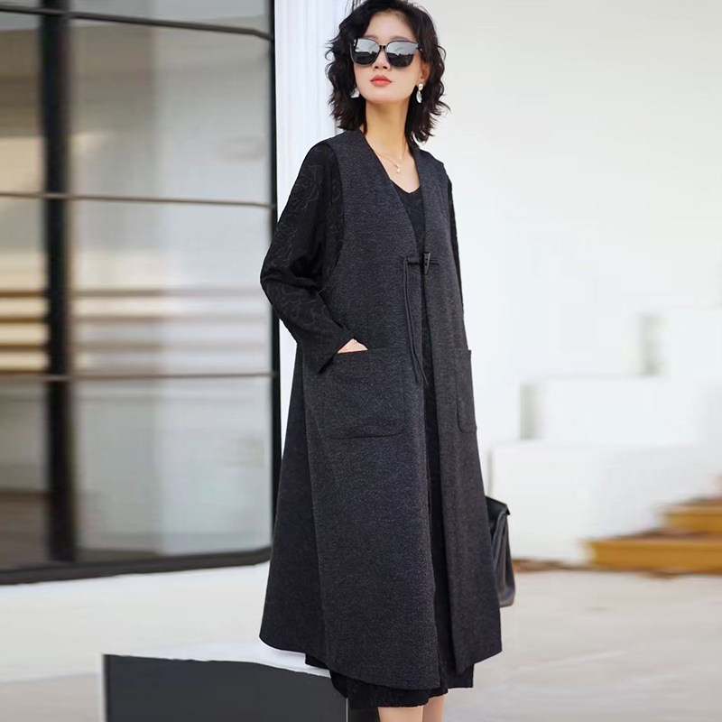 高端复古大码新中式国风盘扣毛呢马甲宽松显瘦高级感长款马夹外搭