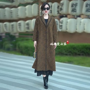 气质妈妈长款风衣外套2026春秋复古宽松胖女人显瘦洋气羊绒大衣女