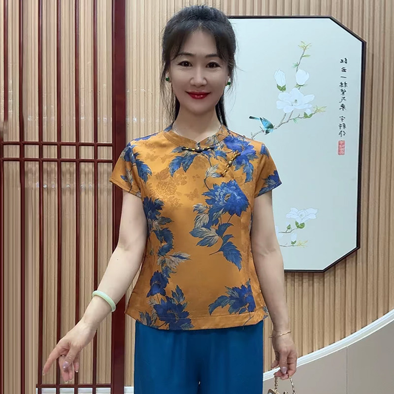高品质！夏季国风醋酸大码旗袍衫