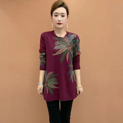 中老年妈妈针织衫大码遮肉毛衣女