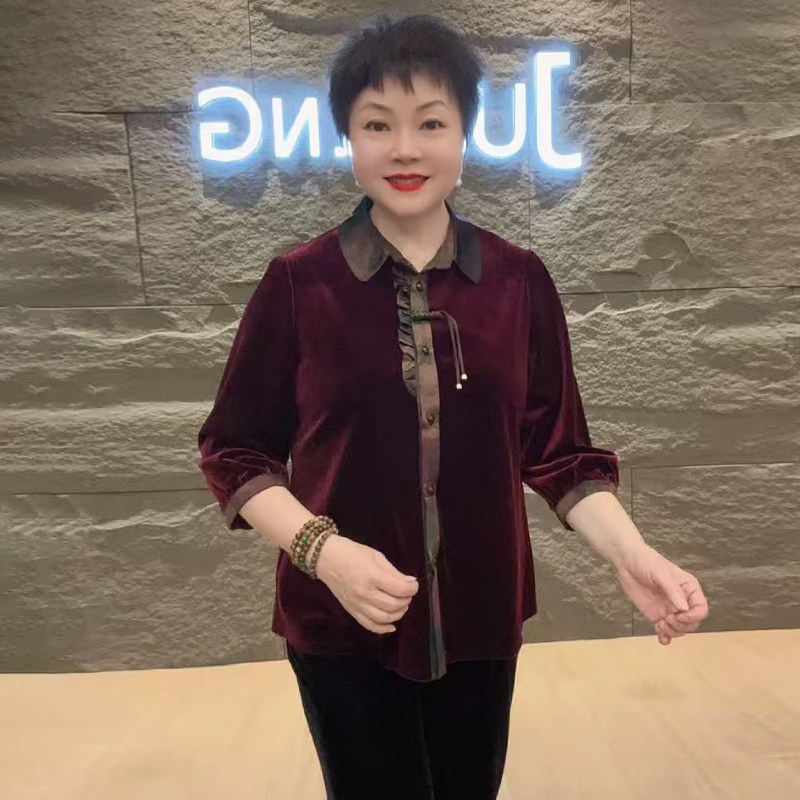 高品质！中老年妈妈丝绒盘扣开衫