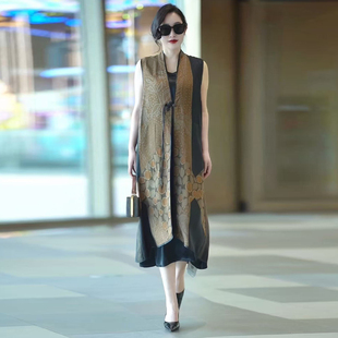 2025夏季复古韩版真丝香云纱两面穿马甲宽松显瘦大码减龄马夹风衣