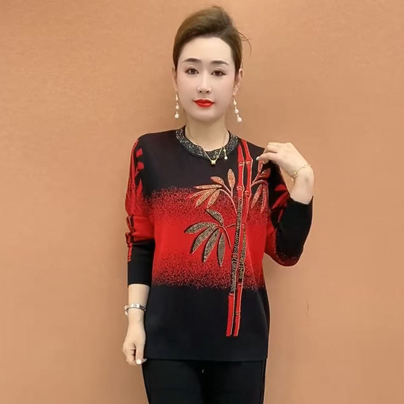 高品质！富贵竹烫钻大码宽松上衣