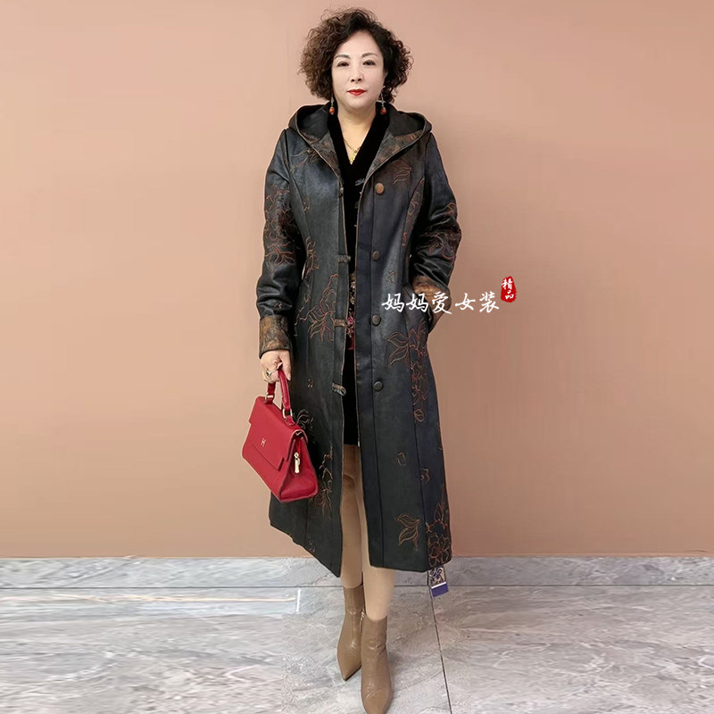 高品质！中老年妈妈刺绣连帽棉服
