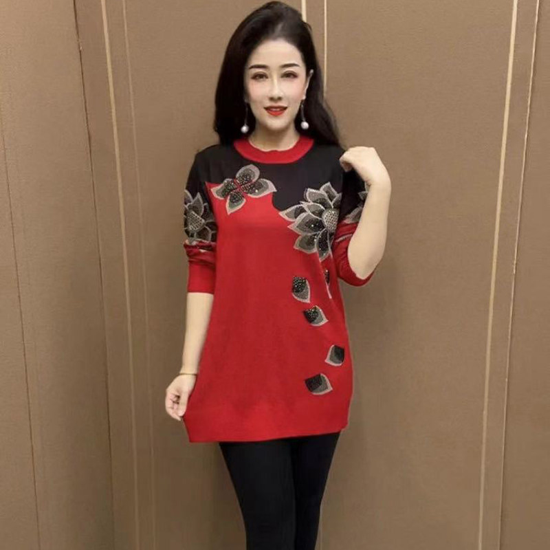 中年妈妈针织大版衫中长打底衫