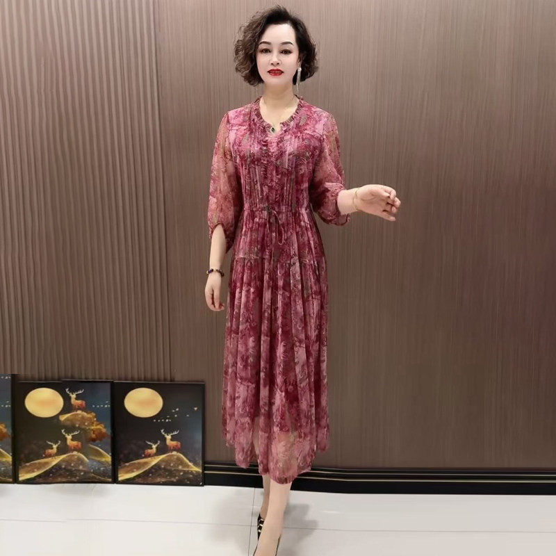 高品质!中年妈妈时尚气质碎花裙