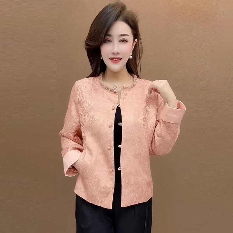 新中式妈妈春装时尚国风外套洋气高贵中老年女装短款优雅大码上衣