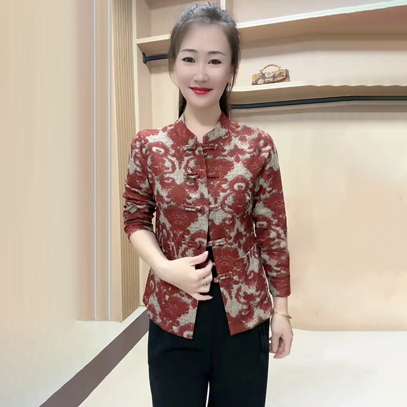 新中式国风盘扣外套女2025秋季新款复古提花唐装上衣妈妈短款开衫,女装/女士精品,衬衫,淘宝优惠券,粉丝福利购,淘宝优惠卷