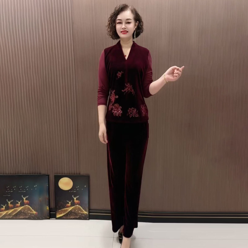高品质!重工刺绣妈妈旗袍衫套装