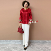 上衣女 口国风设计感提花显白衬衫 2026新中式 洋气民族风时髦刺绣袖