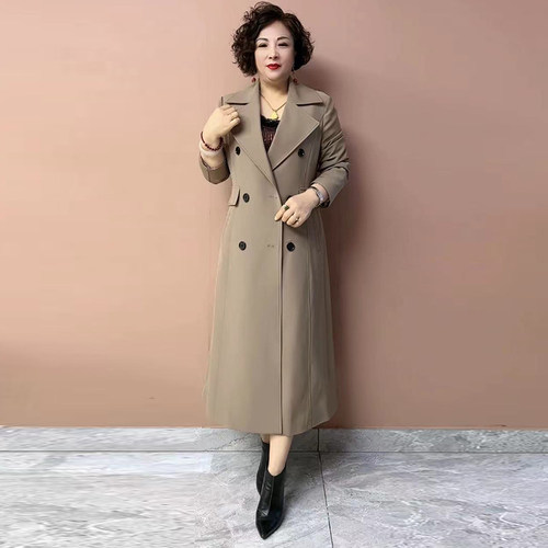 长款妈妈风衣外套显瘦减龄大衣