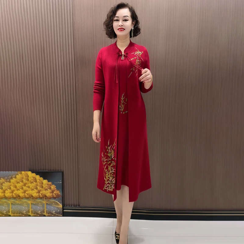 高品质！喜婆婆针织假两件连衣裙