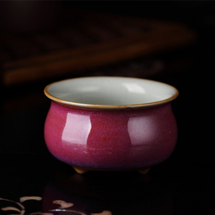 问鼎鼎峰 外钧内汝 开片汝窑 市场十分少见  钧窑香炉杯