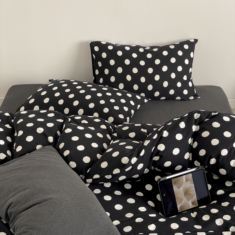 北欧波点针织棉全棉四件套ins简约软糯纯棉床单床笠床上用品4件套