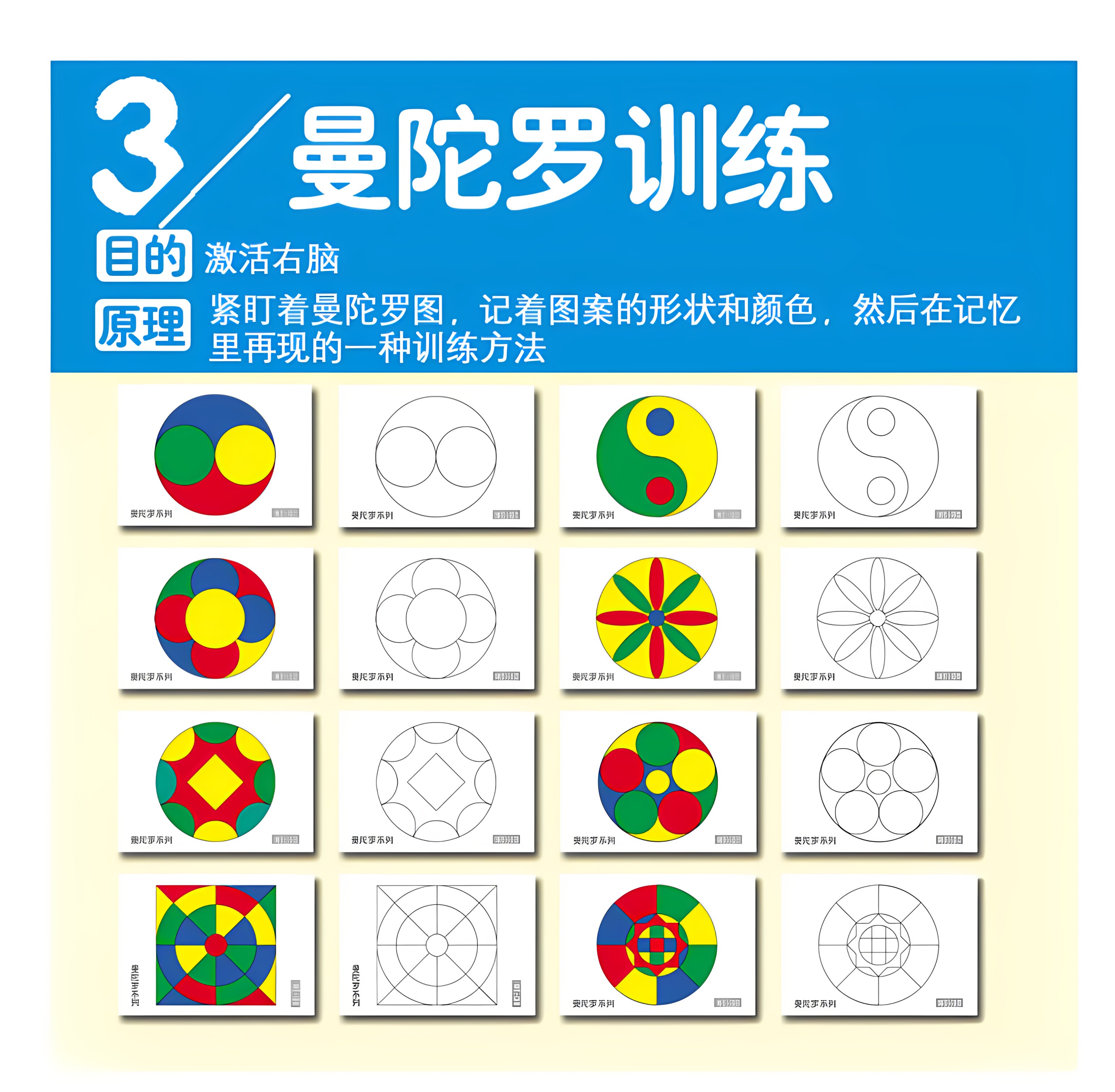 七田超右脑开发曼陀罗卡 照相记忆专注力 眼肌卡黄卡残像视觉训练