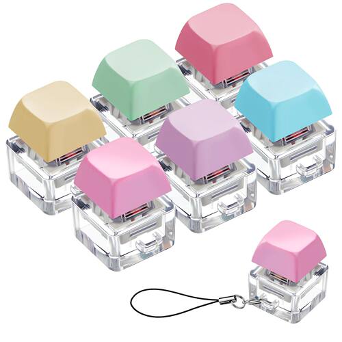 跨境Keyboard Fidget Toy马卡龙解压按键机械键盘手指发泄钥匙扣
