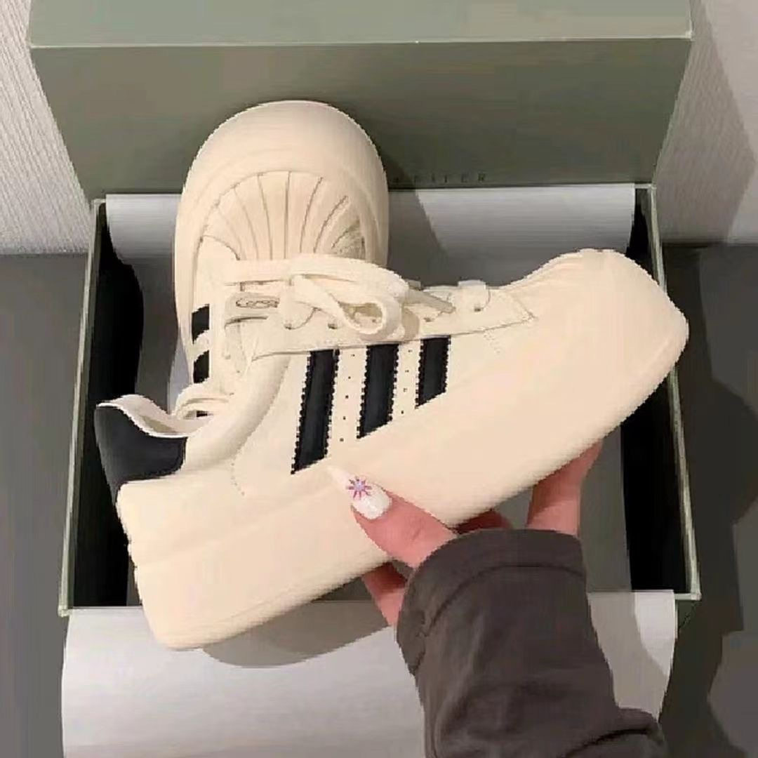 贝壳头板鞋女系带厚底黑白熊猫新款春秋大头休闲娃娃鞋2026高颜值,女鞋,休闲板鞋,淘宝优惠券,粉丝福利购,淘宝优惠卷