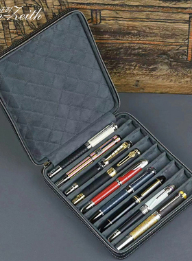 多位真皮笔袋钢笔收纳盒旅行便携名笔整理收藏包钢笔笔套保护盒商