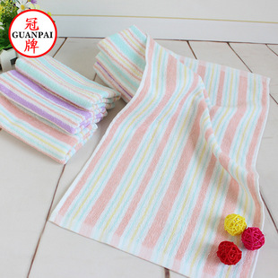 冠牌儿童毛巾 洗脸 纯棉长方形毛巾洗澡条纹家用童巾纯棉小毛巾